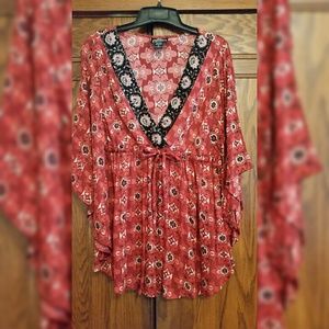 Floral Faux Wrap Blouse